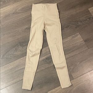 Aerie High-Waisted Ribbed Leggings in Beige